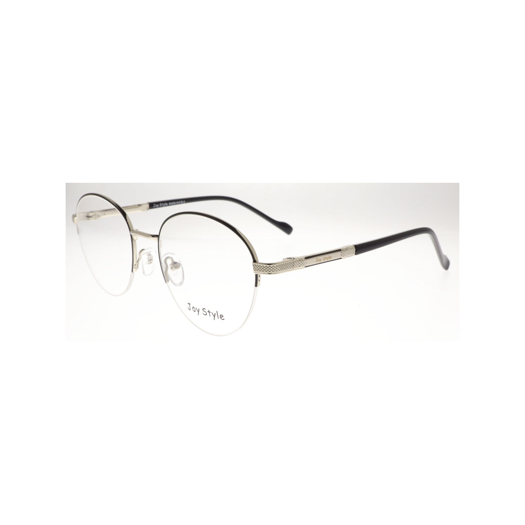 Joy Style For Unisex Metal Eyeglasses Semi-Rimless Round Shape Size 52 8867c2 Black Silver