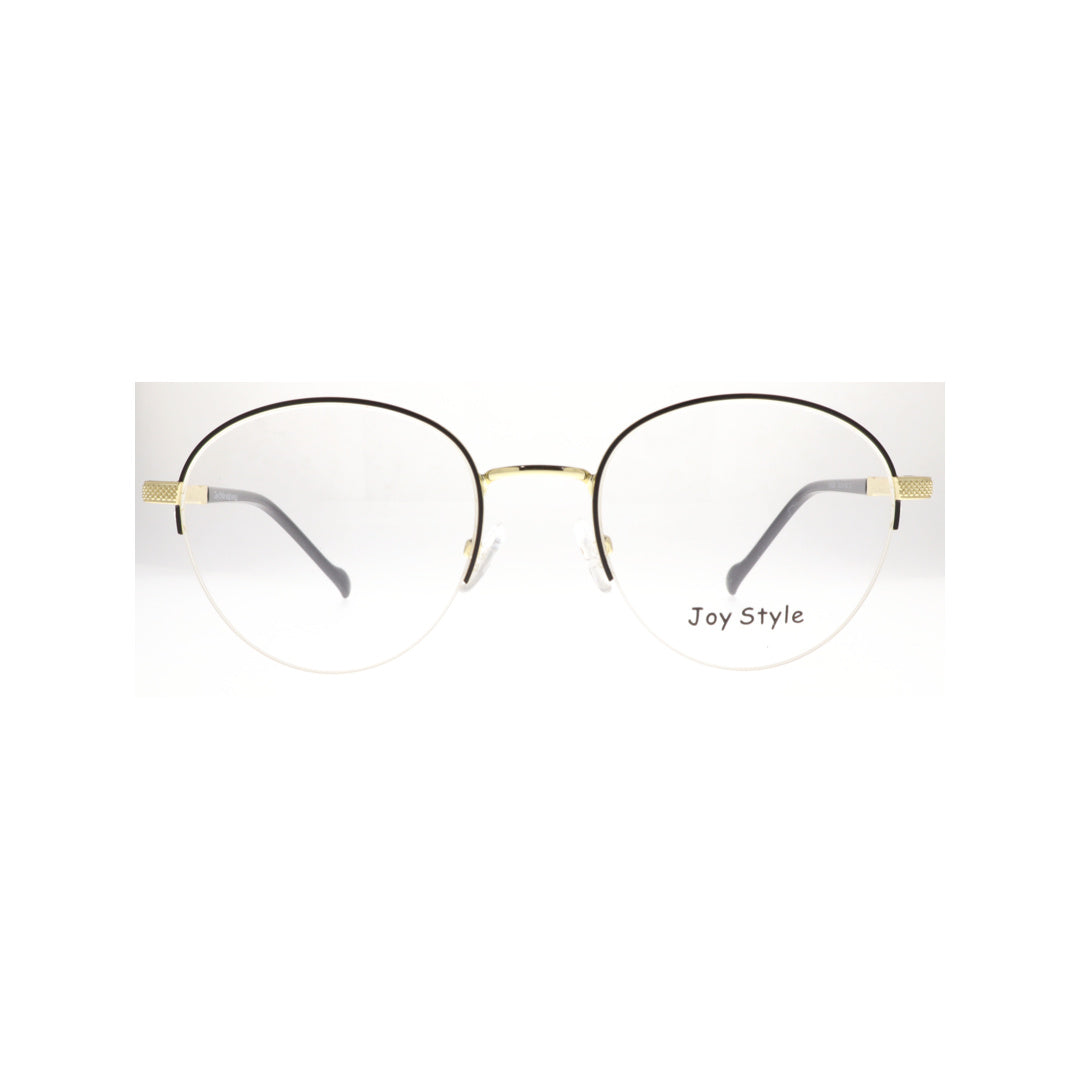 Joy Style For Unisex Metal Eyeglasses Semi-Rimless Round Shape Size 52 8867c6 Black Gold