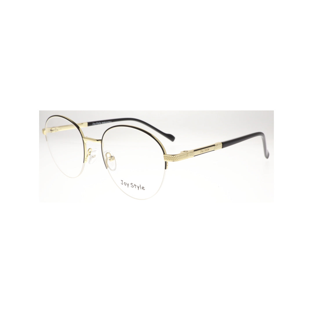 Joy Style For Unisex Metal Eyeglasses Semi-Rimless Round Shape Size 52 8867c6 Black Gold