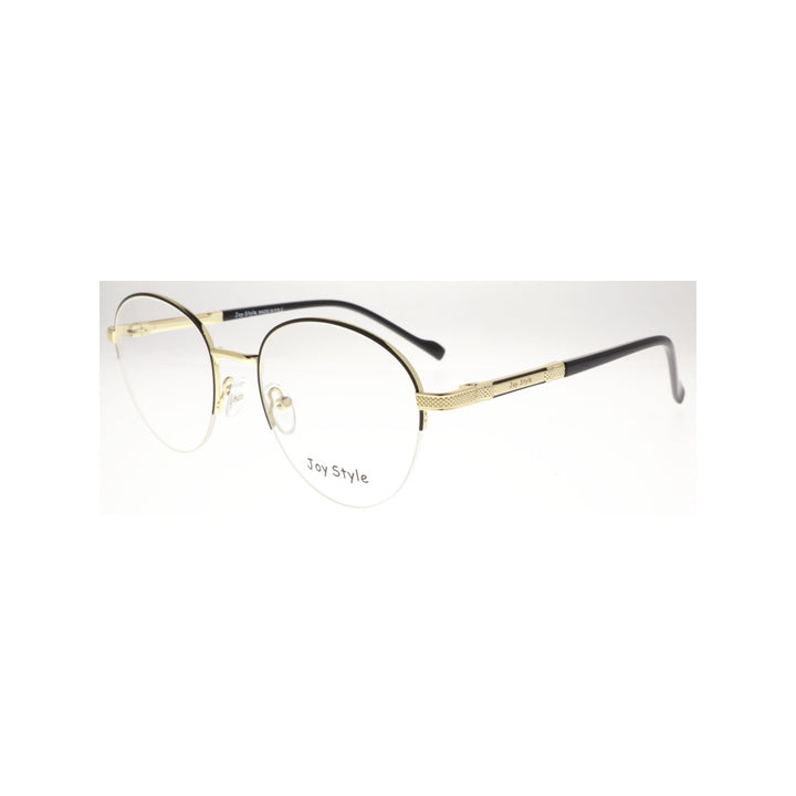 Joy Style For Unisex Metal Eyeglasses Semi-Rimless Round Shape Size 52 8867c6 Black Gold