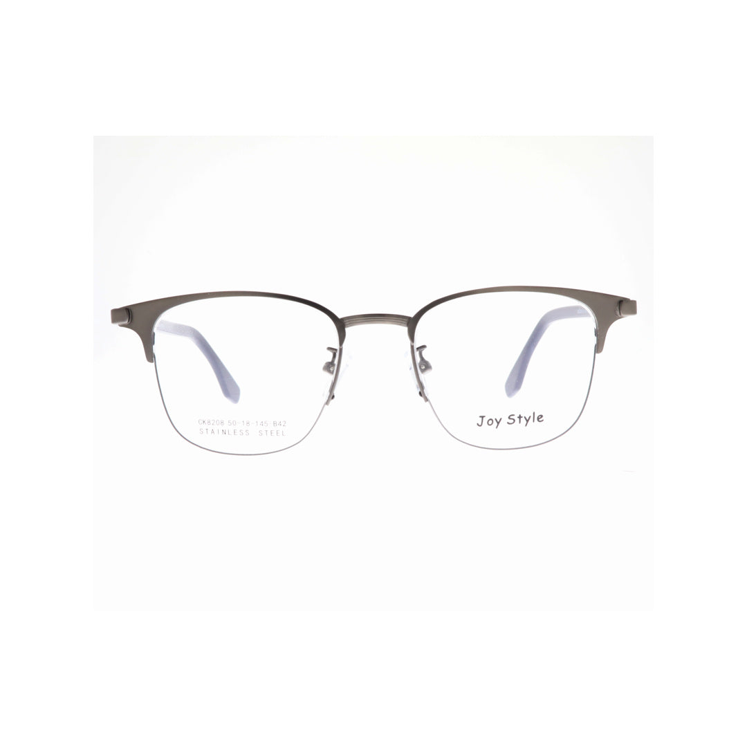 Joy Style For Unisex Metal Eyeglasses Semi-Rimless Square Shape Size 50 8208c2 Gunmetal