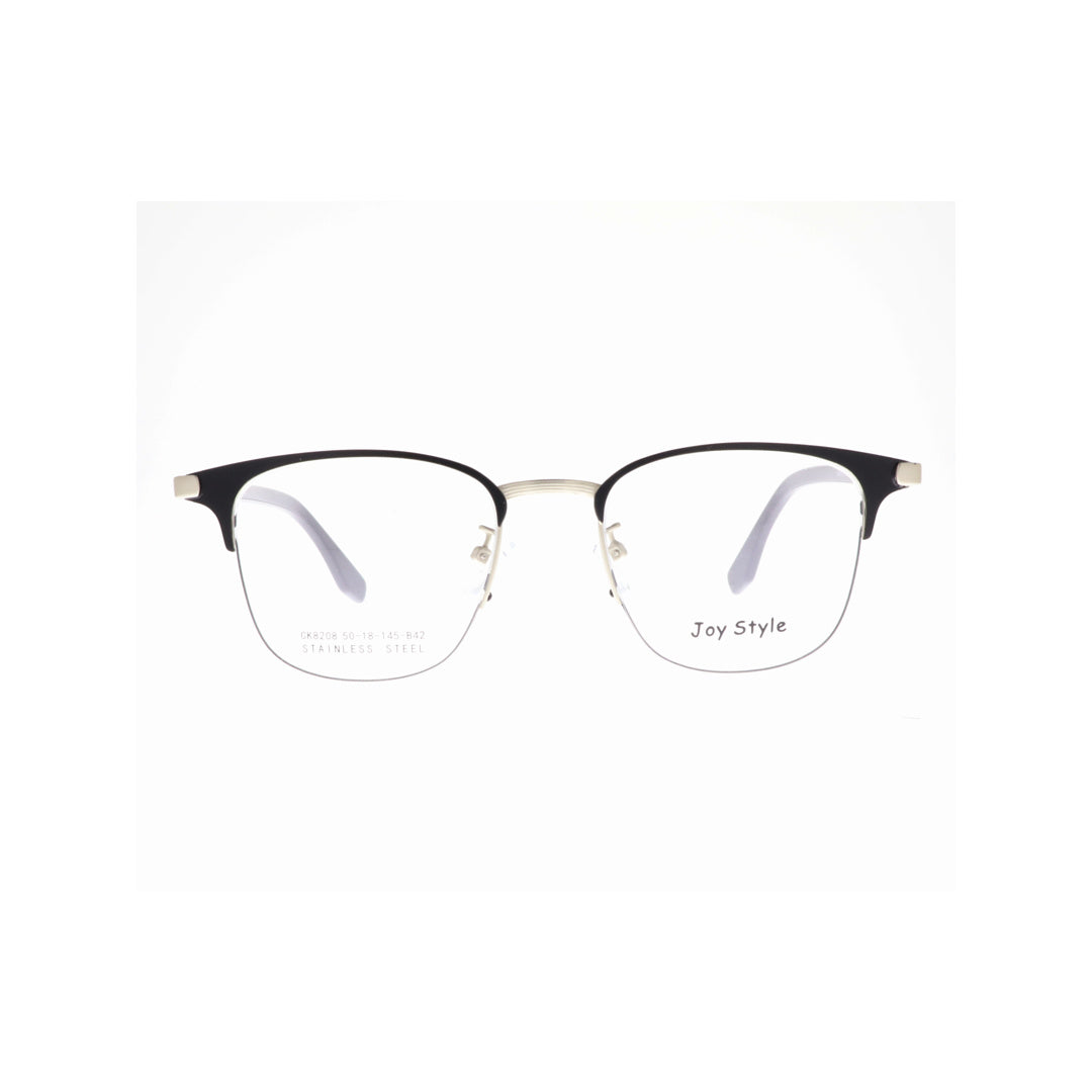Joy Style For Unisex Metal Eyeglasses Semi-Rimless Square Shape Size 50 8208c3 Black Silver