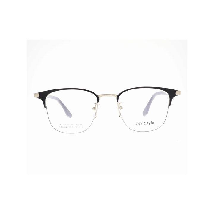 Joy Style For Unisex Metal Eyeglasses Semi-Rimless Square Shape Size 50 8208c3 Black Silver