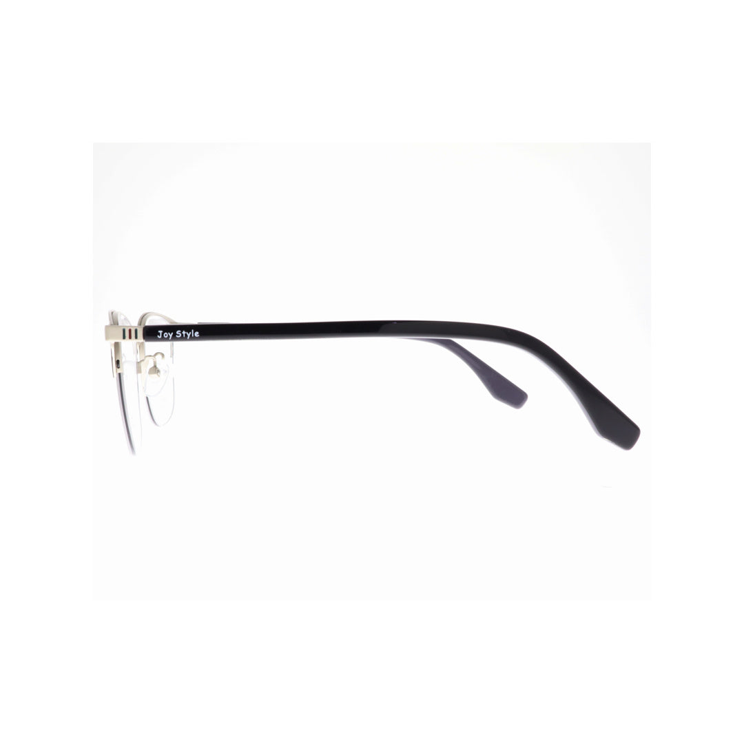 Joy Style For Unisex Metal Eyeglasses Semi-Rimless Square Shape Size 50 8208c3 Black Silver