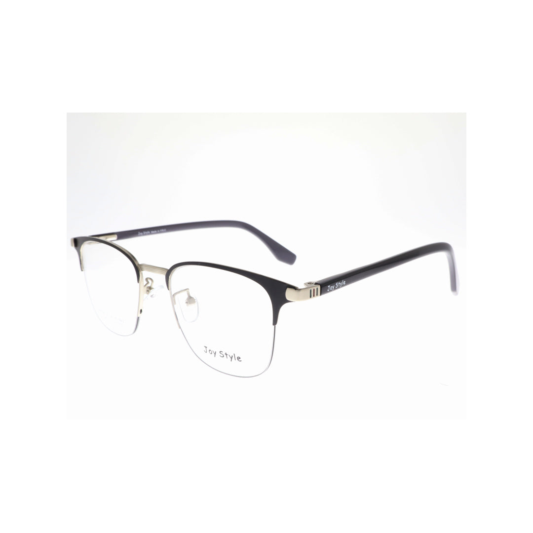 Joy Style For Unisex Metal Eyeglasses Semi-Rimless Square Shape Size 50 8208c3 Black Silver