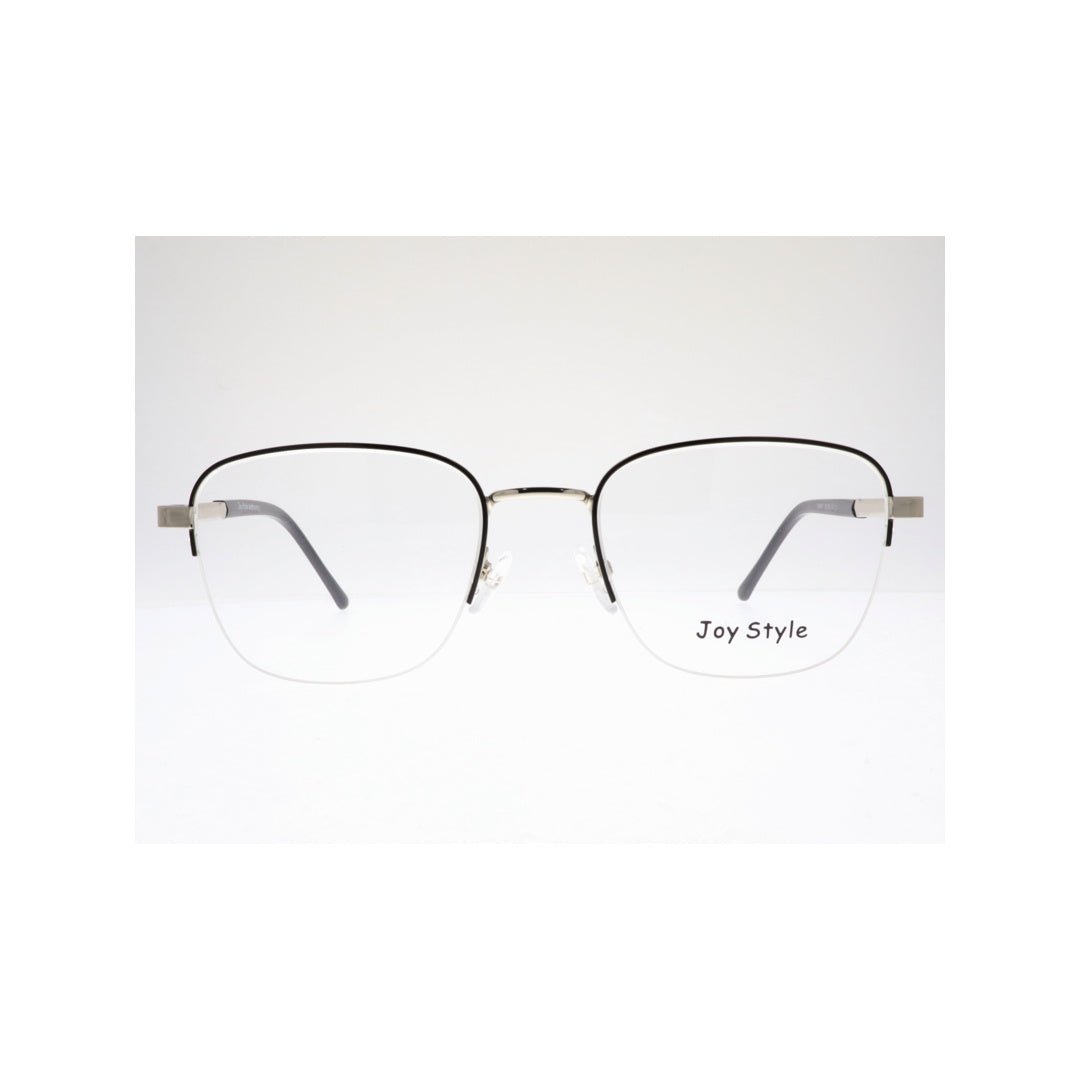 Joy Style For Unisex Metal Eyeglasses Semi-Rimless Square Shape Size 52 Ch8847c2 Black Silver