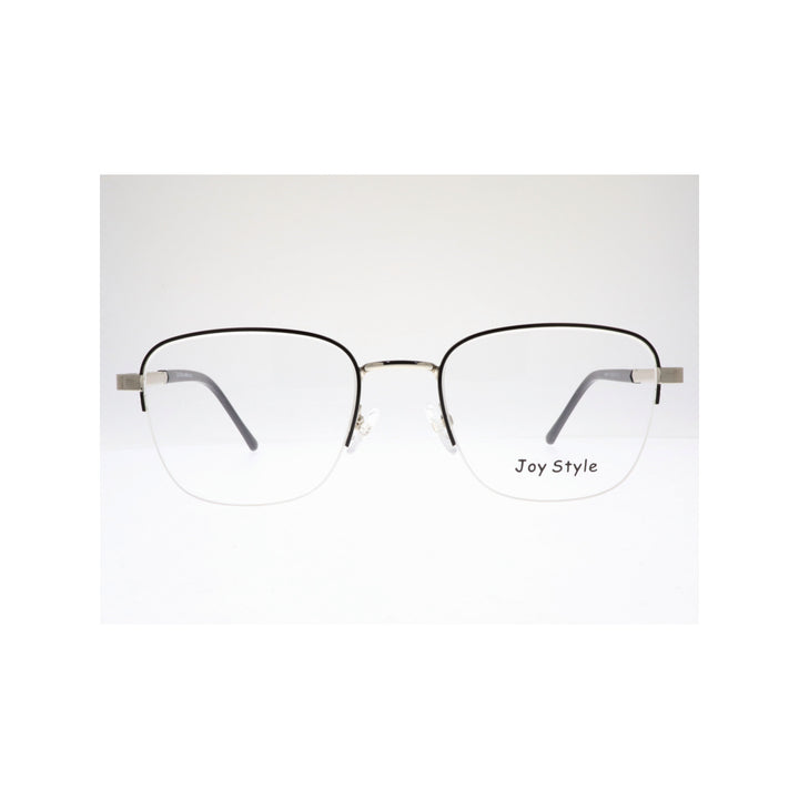 Joy Style For Unisex Metal Eyeglasses Semi-Rimless Square Shape Size 52 Ch8847c2 Black Silver