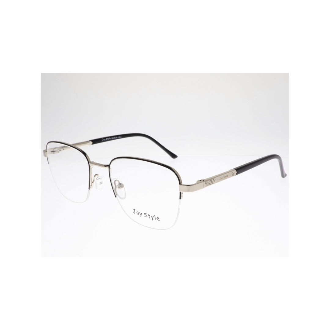 Joy Style For Unisex Metal Eyeglasses Semi-Rimless Square Shape Size 52 Ch8847c2 Black Silver