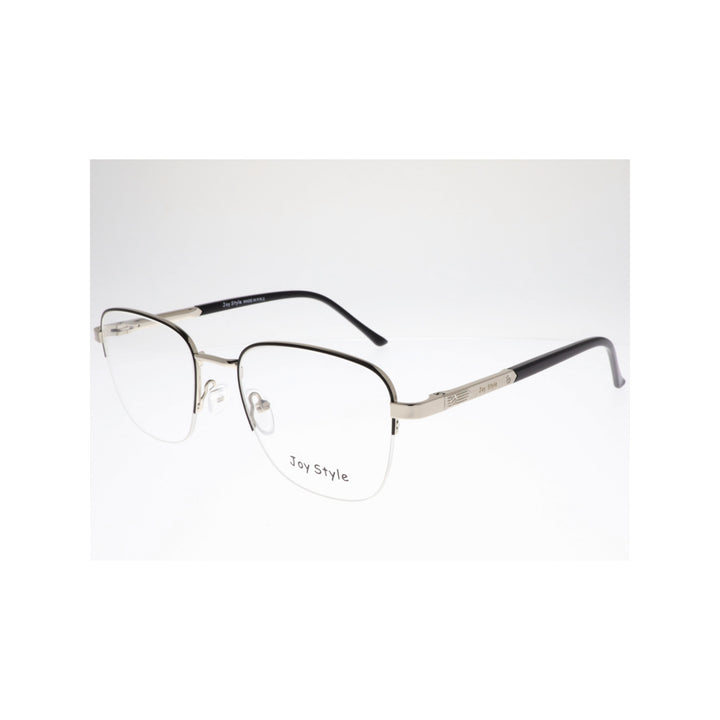 Joy Style For Unisex Metal Eyeglasses Semi-Rimless Square Shape Size 52 Ch8847c2 Black Silver