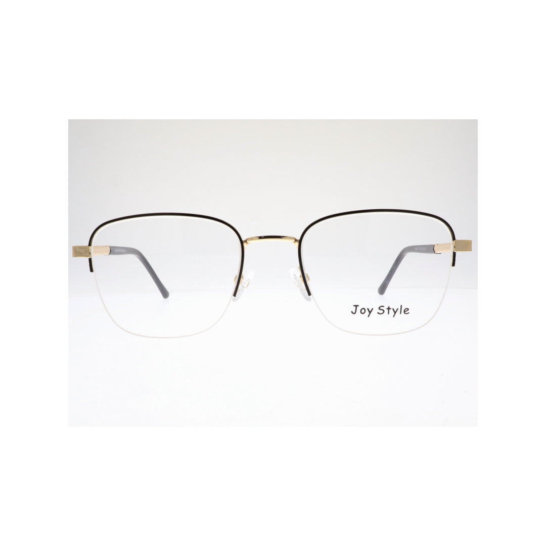 نظارة طبية للجنسين بتصميم معدني من Joy Style، شبه بدون إطار، شكل مربع، مقاس 52 Ch8847c6 أسود وذهبي