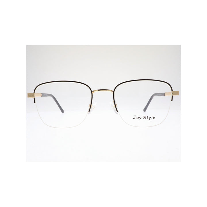 نظارة طبية للجنسين بتصميم معدني من Joy Style، شبه بدون إطار، شكل مربع، مقاس 52 Ch8847c6 أسود وذهبي