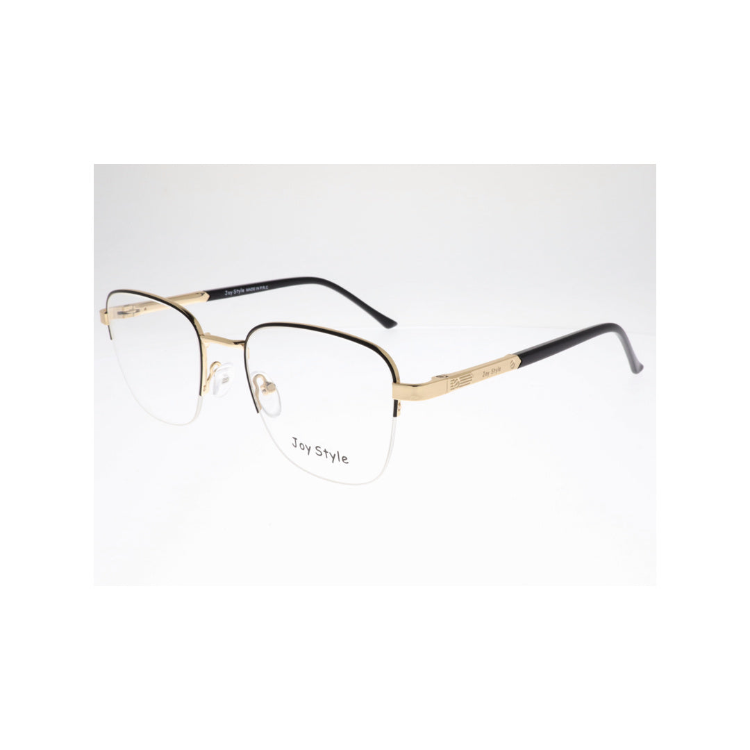 نظارة طبية للجنسين بتصميم معدني من Joy Style، شبه بدون إطار، شكل مربع، مقاس 52 Ch8847c6 أسود وذهبي