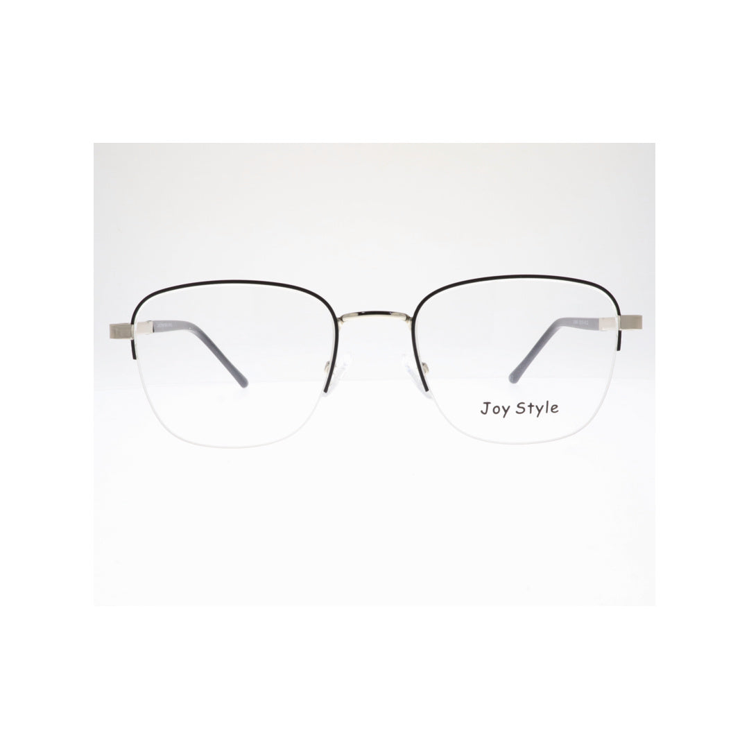 Joy Style نظارات معدنية للجنسين شبه بدون إطار شكل مربع مقاس 52 Ch8854c2 أسود فضي