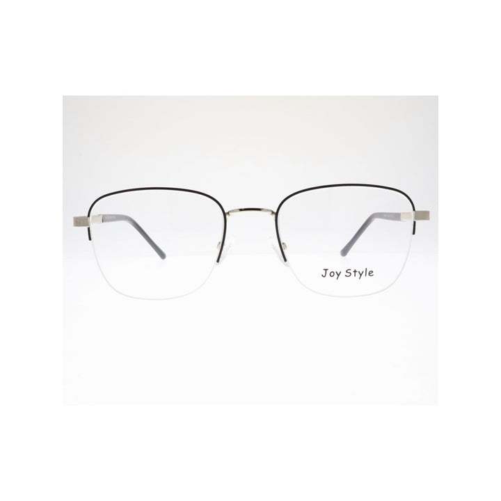 Joy Style نظارات معدنية للجنسين شبه بدون إطار شكل مربع مقاس 52 Ch8854c2 أسود فضي
