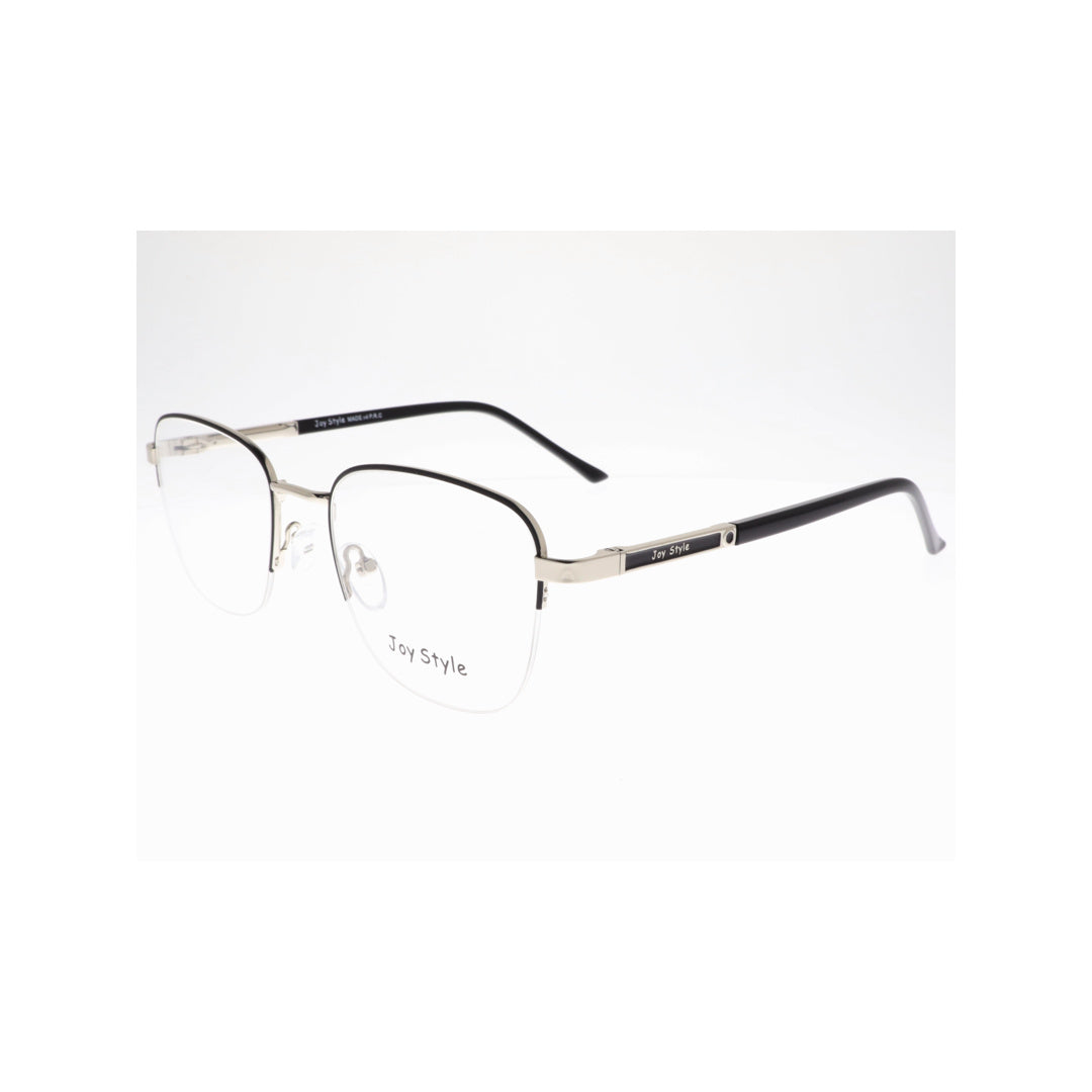 Joy Style نظارات معدنية للجنسين شبه بدون إطار شكل مربع مقاس 52 Ch8854c2 أسود فضي
