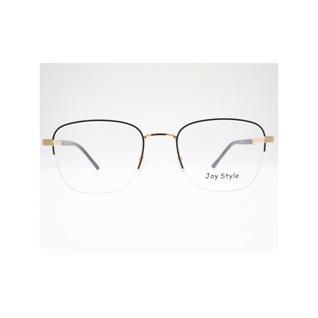 Joy Style For Unisex Metal Eyeglasses Semi-Rimless Square Shape Size 52 Ch8854c6 Black Gold