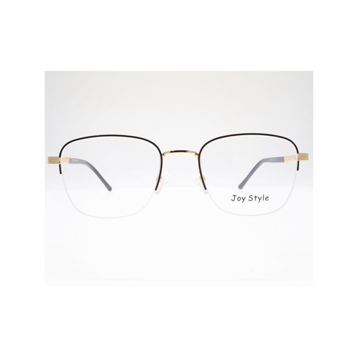 Joy Style For Unisex Metal Eyeglasses Semi-Rimless Square Shape Size 52 Ch8854c6 Black Gold