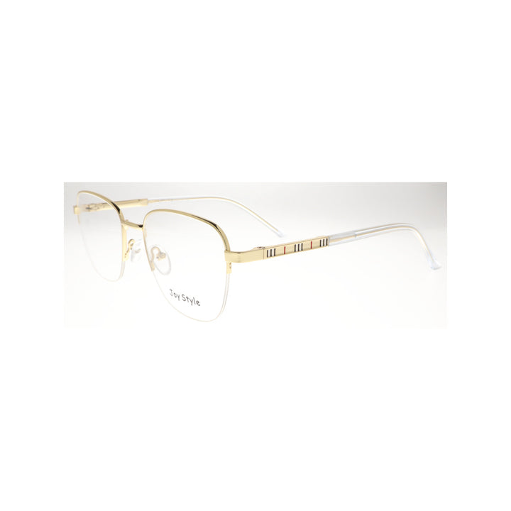 نظارات طبية للجنسين بتصميم Joy Style بإطار معدني نصف بدون حواف وبشكل مربع مقاس 53 موديل 8862c1 لون ذهبي