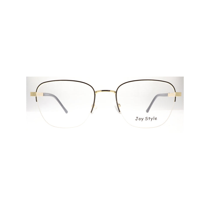 Joy Style For Unisex نظارة طبية معدنية شبه بدون إطار مربعة الشكل مقاس 53 8862c6 أسود ذهبي