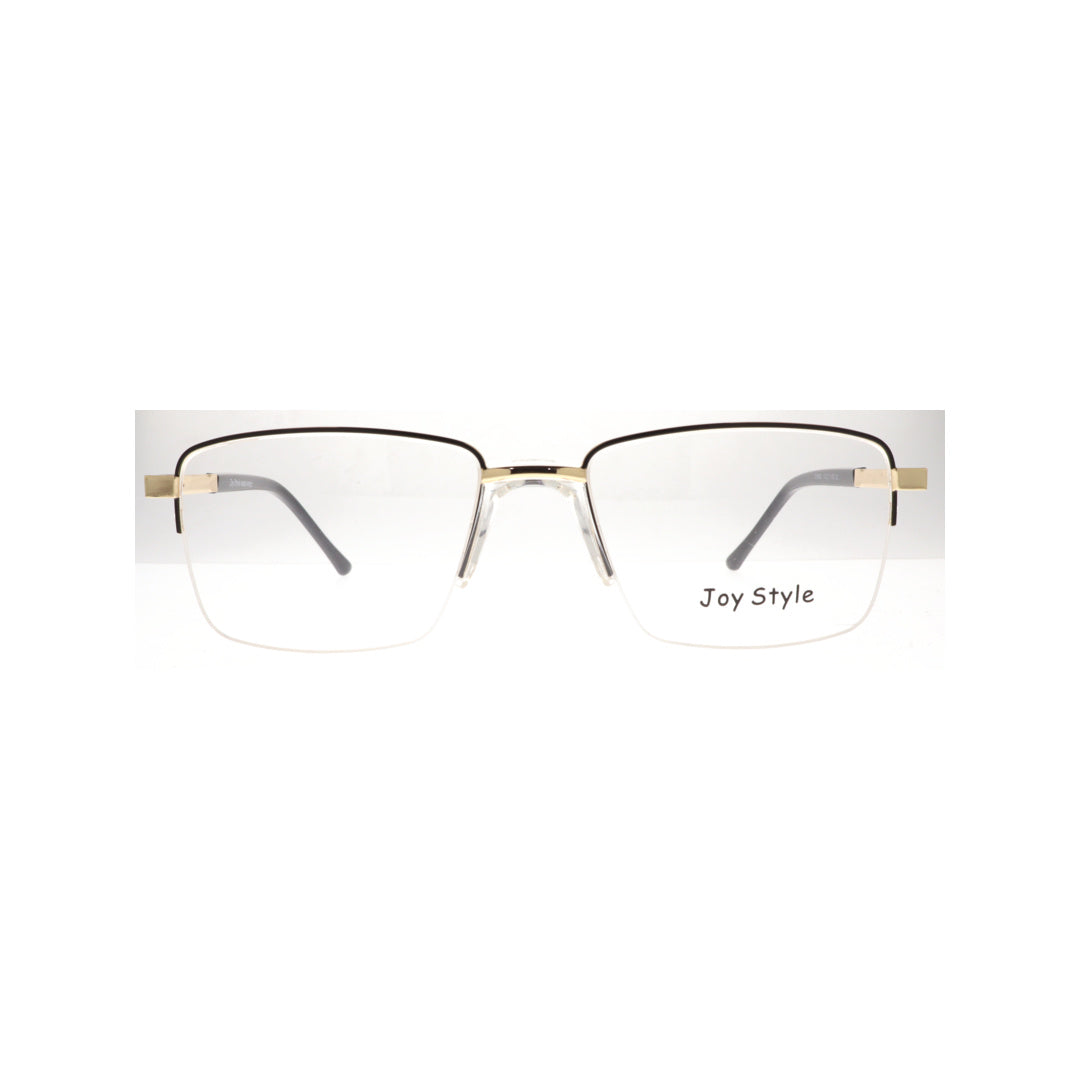 Joy Style For Unisex Metal Eyeglasses Semi-Rimless Square Shape Size 53 8883c6 Black Gold