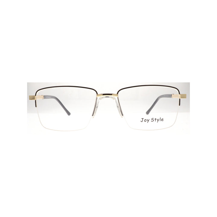 Joy Style For Unisex Metal Eyeglasses Semi-Rimless Square Shape Size 53 8883c6 Black Gold
