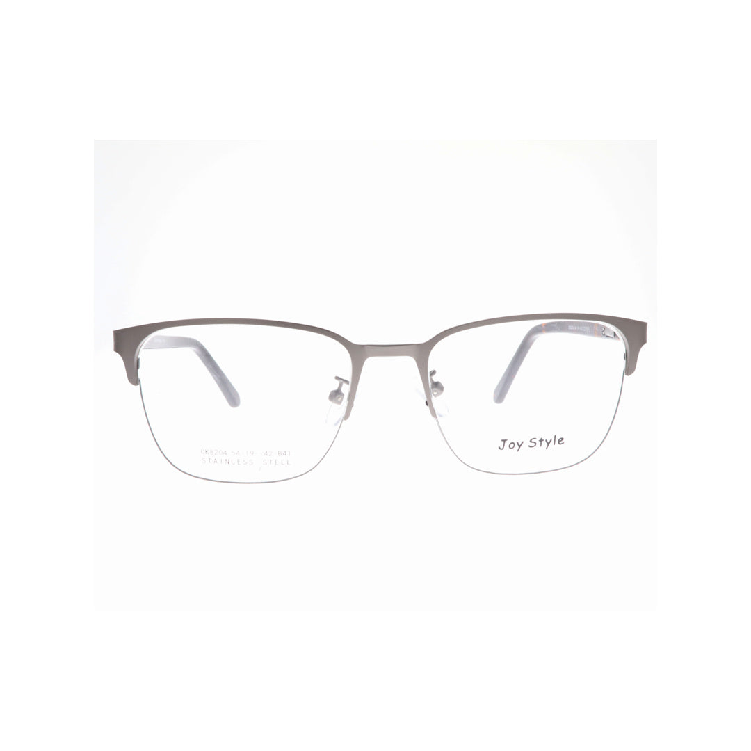 Joy Style نظارة طبية للجنسين، معدن، بدون إطار جزئي، شكل مربع، مقاس 54 8204c2 لون رصاصي داكن