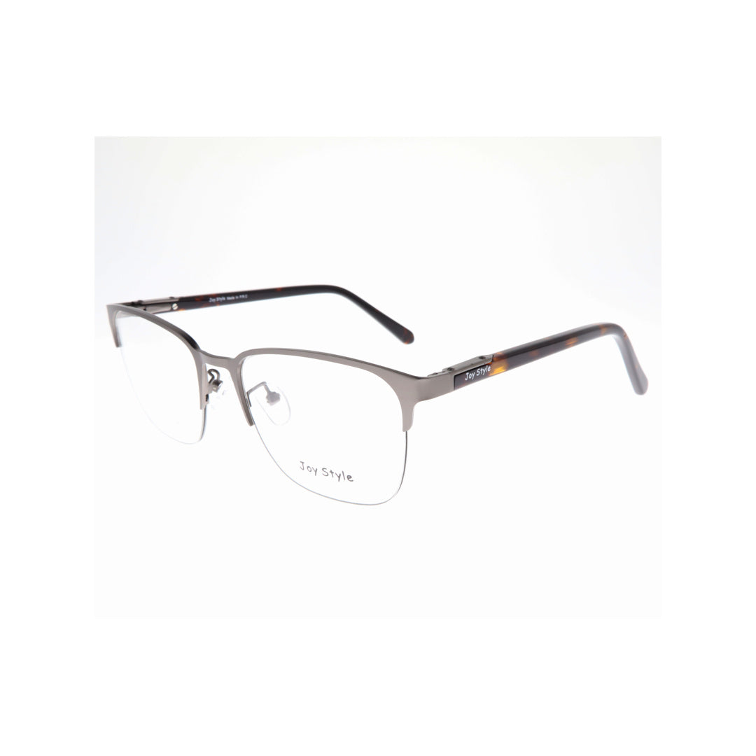 Joy Style نظارة طبية للجنسين، معدن، بدون إطار جزئي، شكل مربع، مقاس 54 8204c2 لون رصاصي داكن