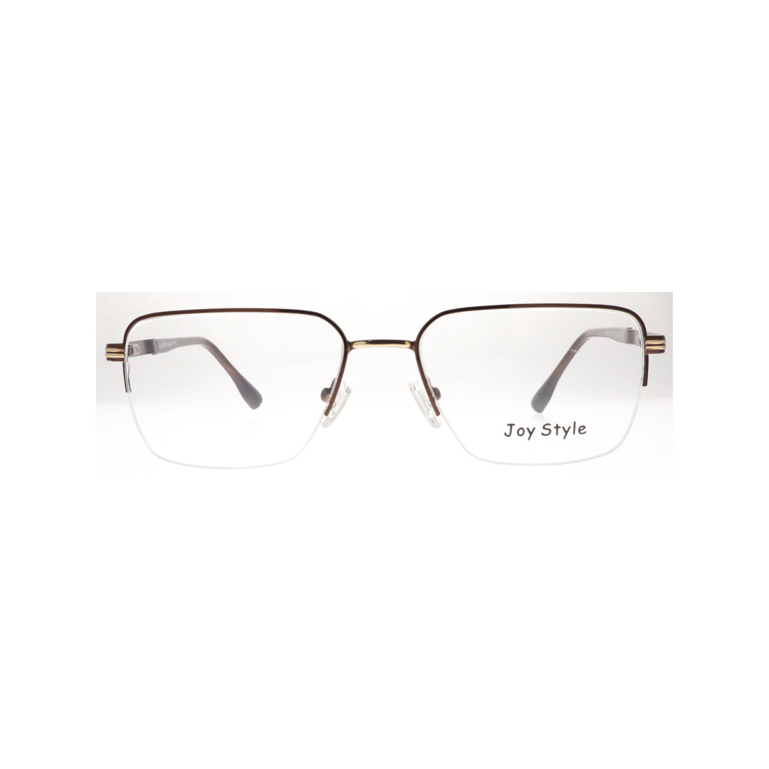Joy Style For Unisex Metal Eyeglasses Semi-Rimless Square Shape Size 54 8807c3 Brown