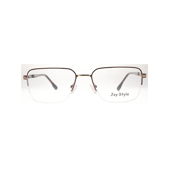 Joy Style For Unisex Metal Eyeglasses Semi-Rimless Square Shape Size 54 8807c3 Brown