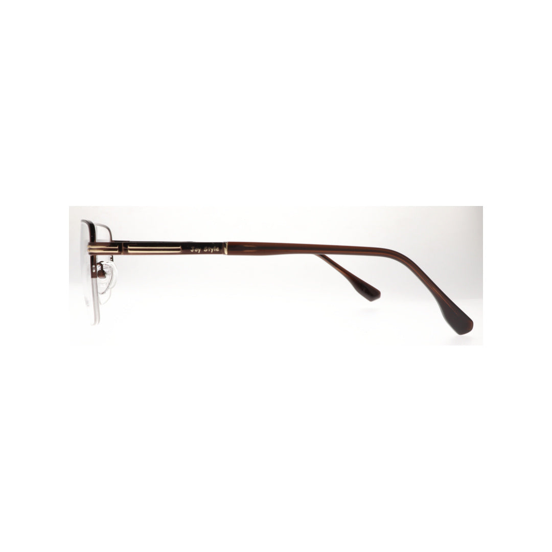 Joy Style For Unisex Metal Eyeglasses Semi-Rimless Square Shape Size 54 8807c3 Brown