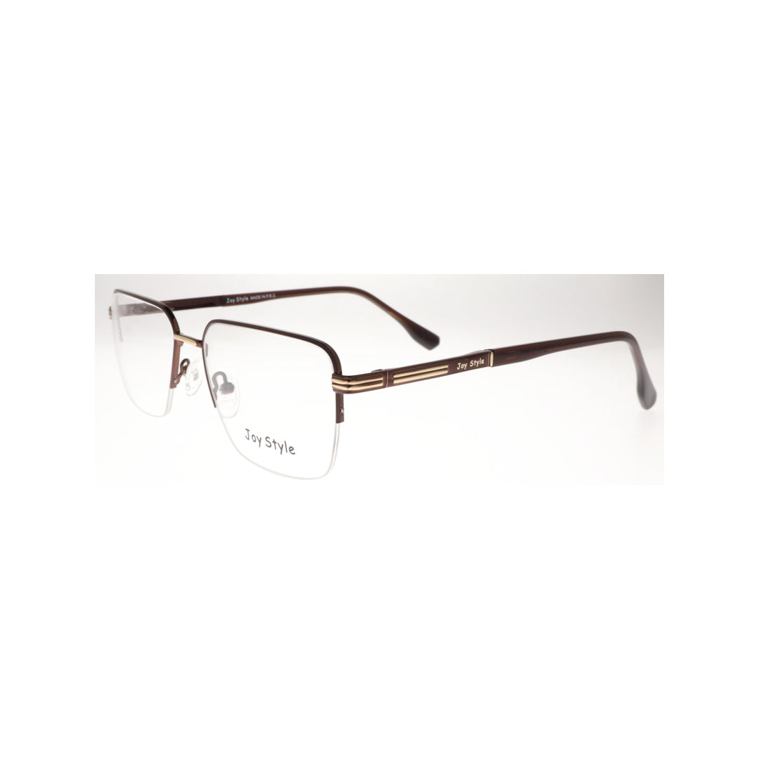 Joy Style For Unisex Metal Eyeglasses Semi-Rimless Square Shape Size 54 8807c3 Brown