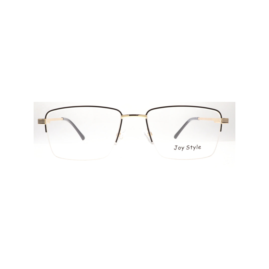 Joy Style For Unisex Metal Eyeglasses Semi-Rimless Square Shape Size 55 8879c6 Black Gold