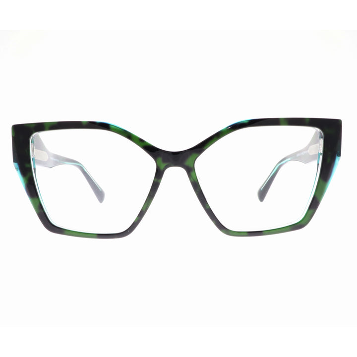 Joy Style For Women's Eyeglasses Cat Eye Size 55 6064c4 Green Black Pattern