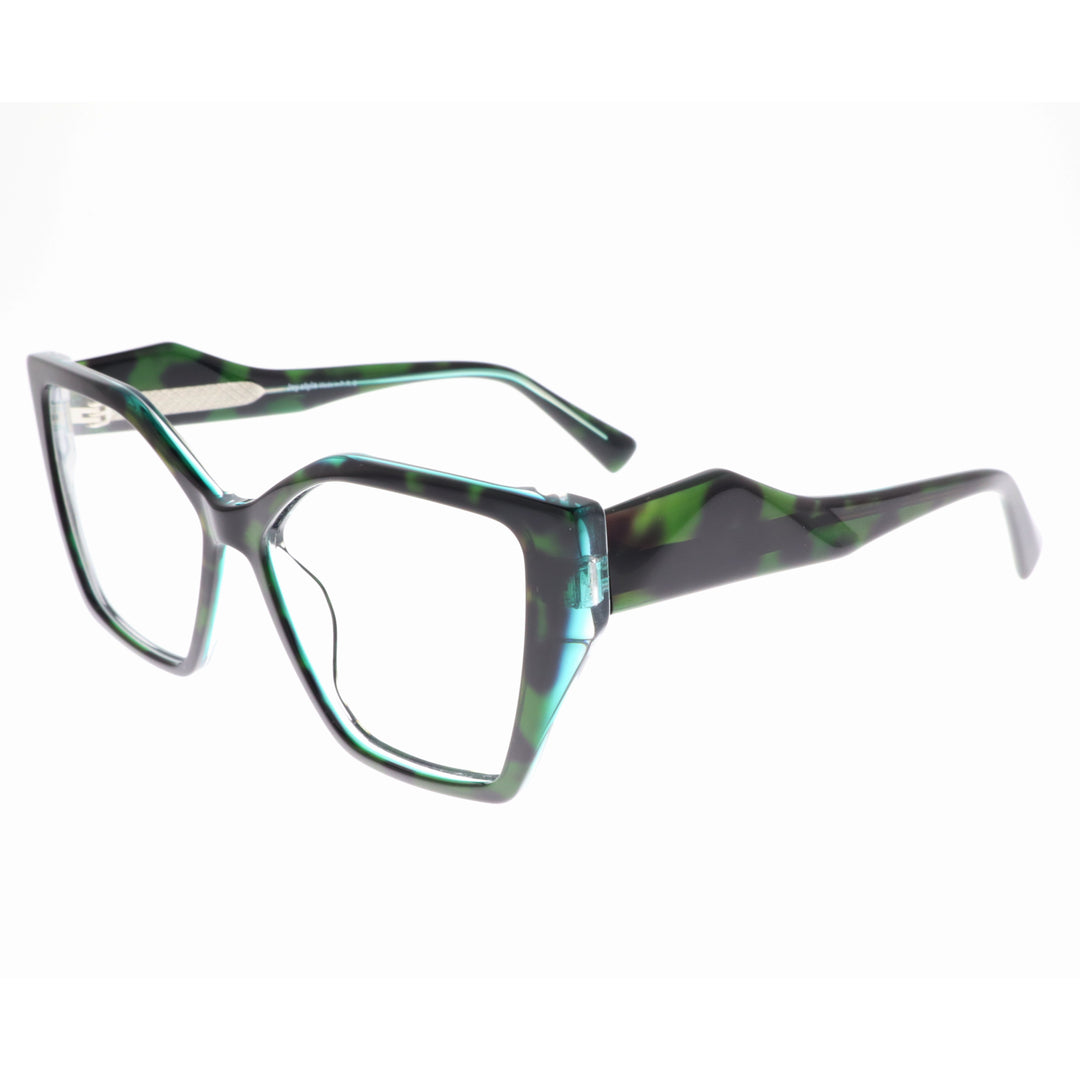 Joy Style For Women's Eyeglasses Cat Eye Size 55 6064c4 Green Black Pattern