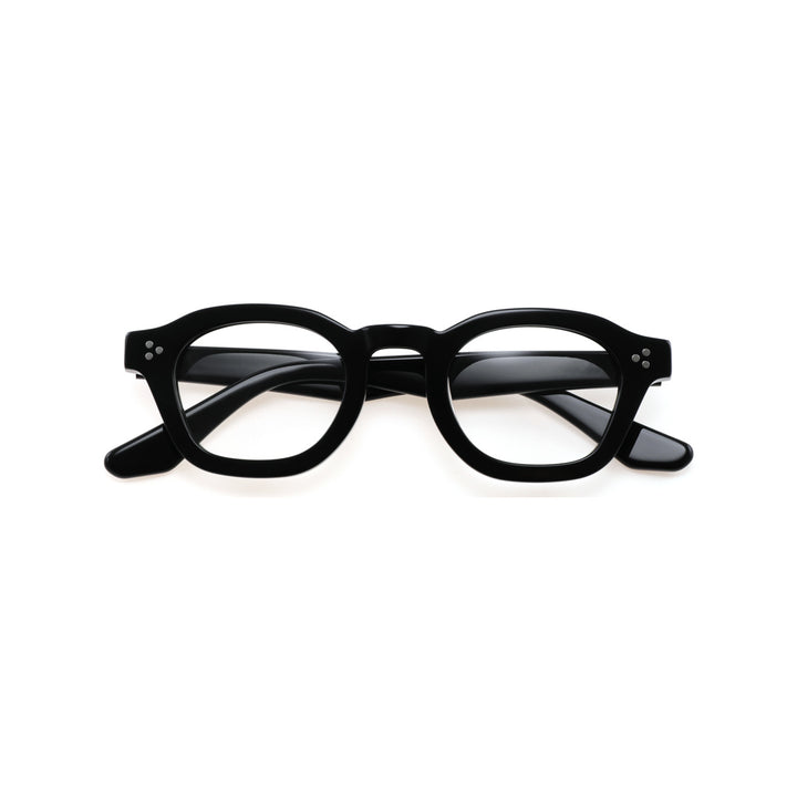 Joy Style For Unisex Round Acetate Eyeglasses C1 Black 45-24-145