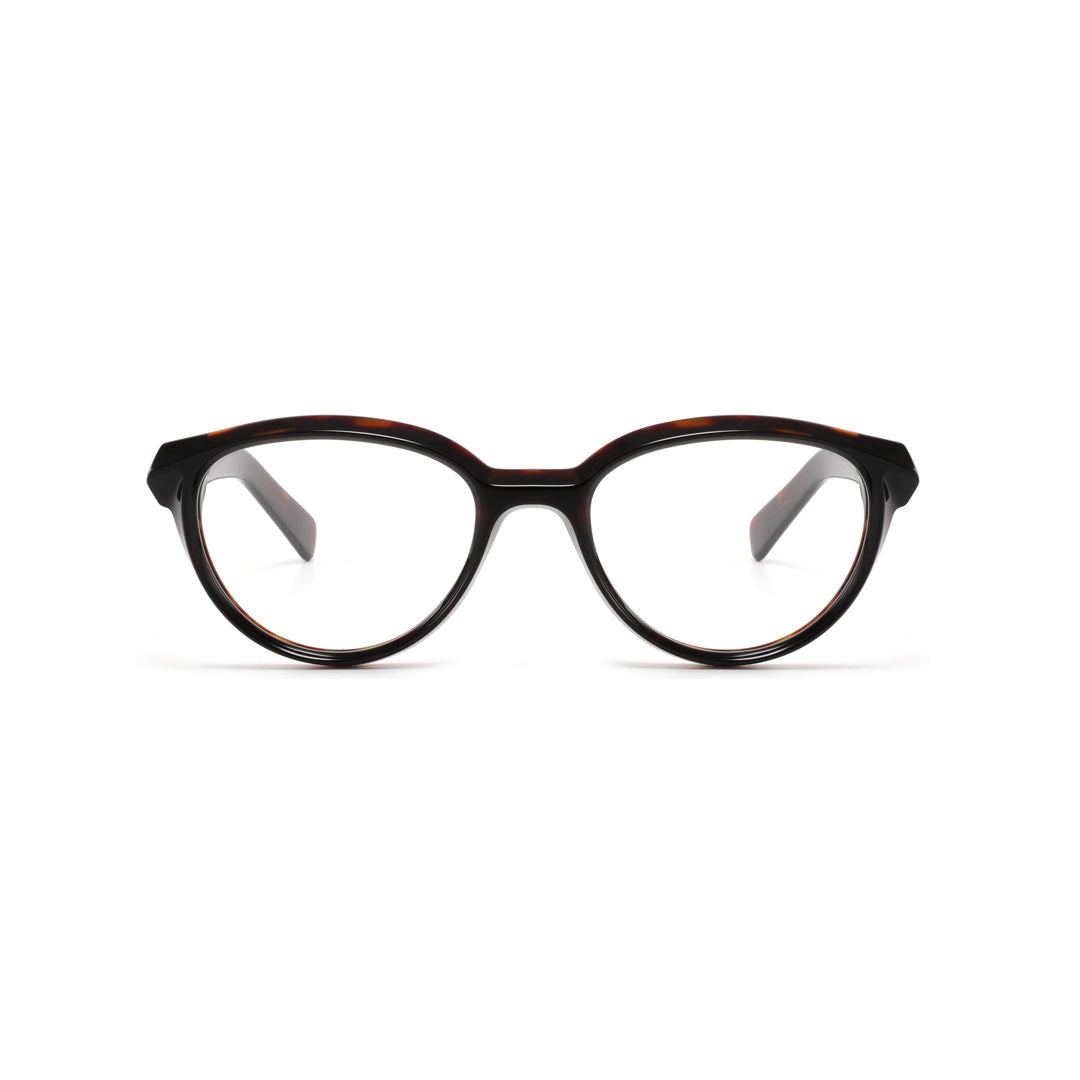 Joy Style For Unisex Round Acetate Eyeglasses C2 Black 53-19-145