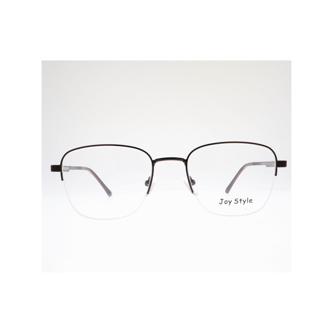Joy Style For Unisex Metal Eyeglasses Semi-Rimless Square Shape Size 52 Ch8839c4 Brown