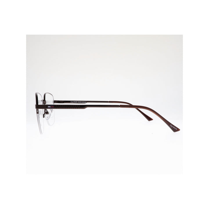 Joy Style For Unisex Metal Eyeglasses Semi-Rimless Square Shape Size 52 Ch8839c4 Brown