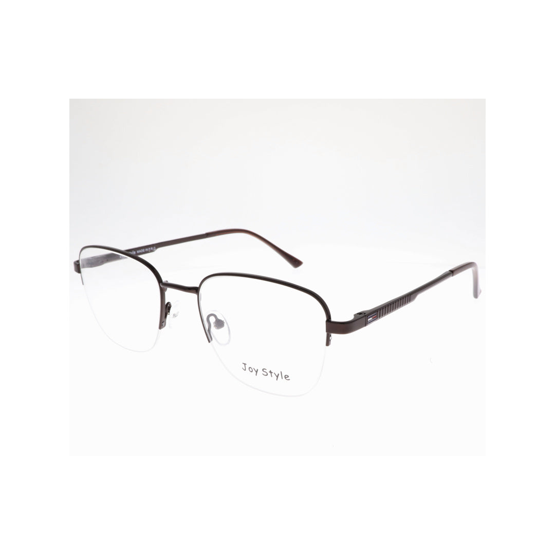 Joy Style For Unisex Metal Eyeglasses Semi-Rimless Square Shape Size 52 Ch8839c4 Brown