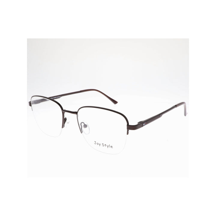 Joy Style For Unisex Metal Eyeglasses Semi-Rimless Square Shape Size 52 Ch8839c4 Brown