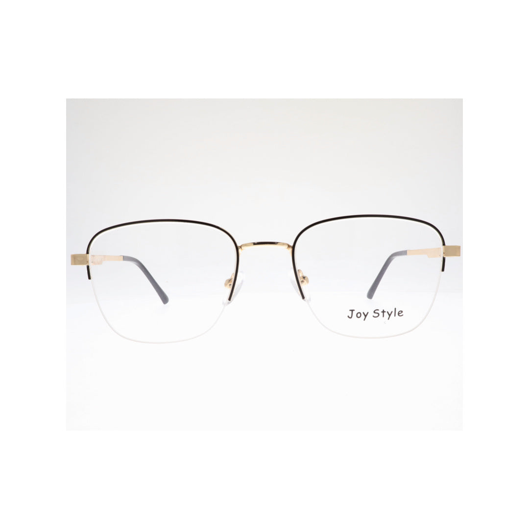 Joy Style For Unisex Metal Eyeglasses Semi-Rimless Square Shape Size 52 Ch8839c6 Brown Gold