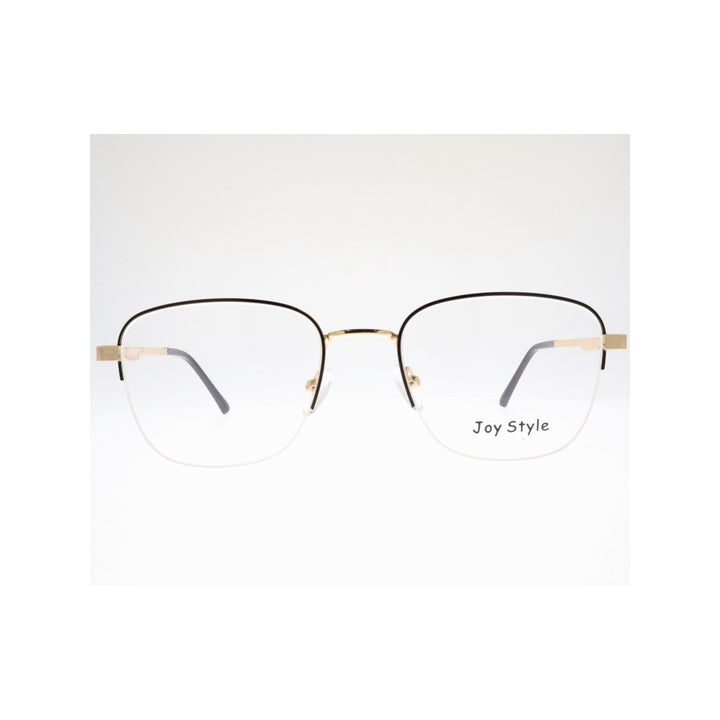 Joy Style For Unisex Metal Eyeglasses Semi-Rimless Square Shape Size 52 Ch8839c6 Brown Gold