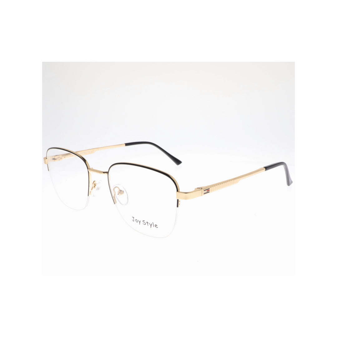 Joy Style For Unisex Metal Eyeglasses Semi-Rimless Square Shape Size 52 Ch8839c6 Brown Gold