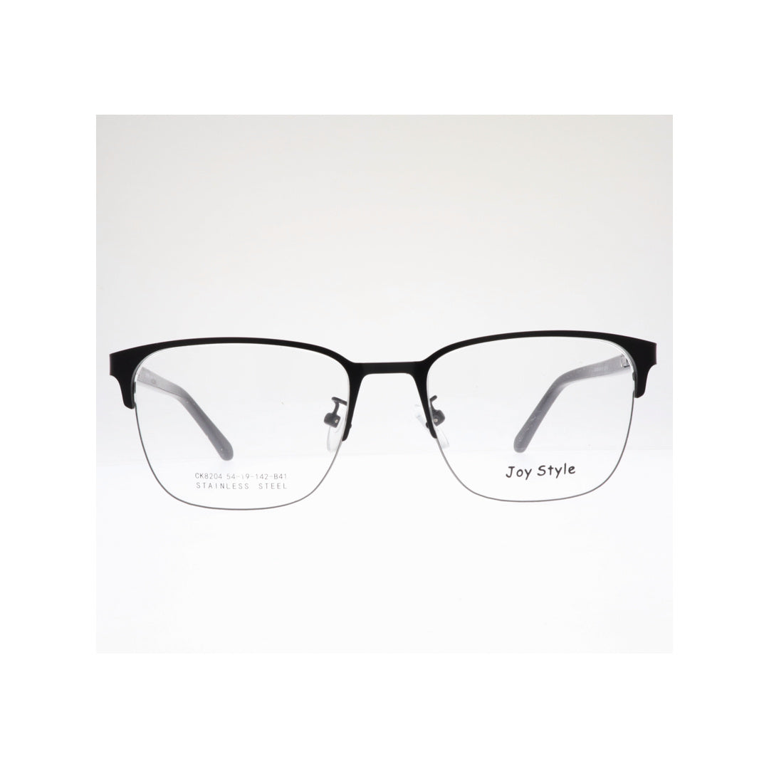 Joy Style For Unisex Metal Eyeglasses Semi-Rimless Square Shape Size 54 8204c1 Matte Black