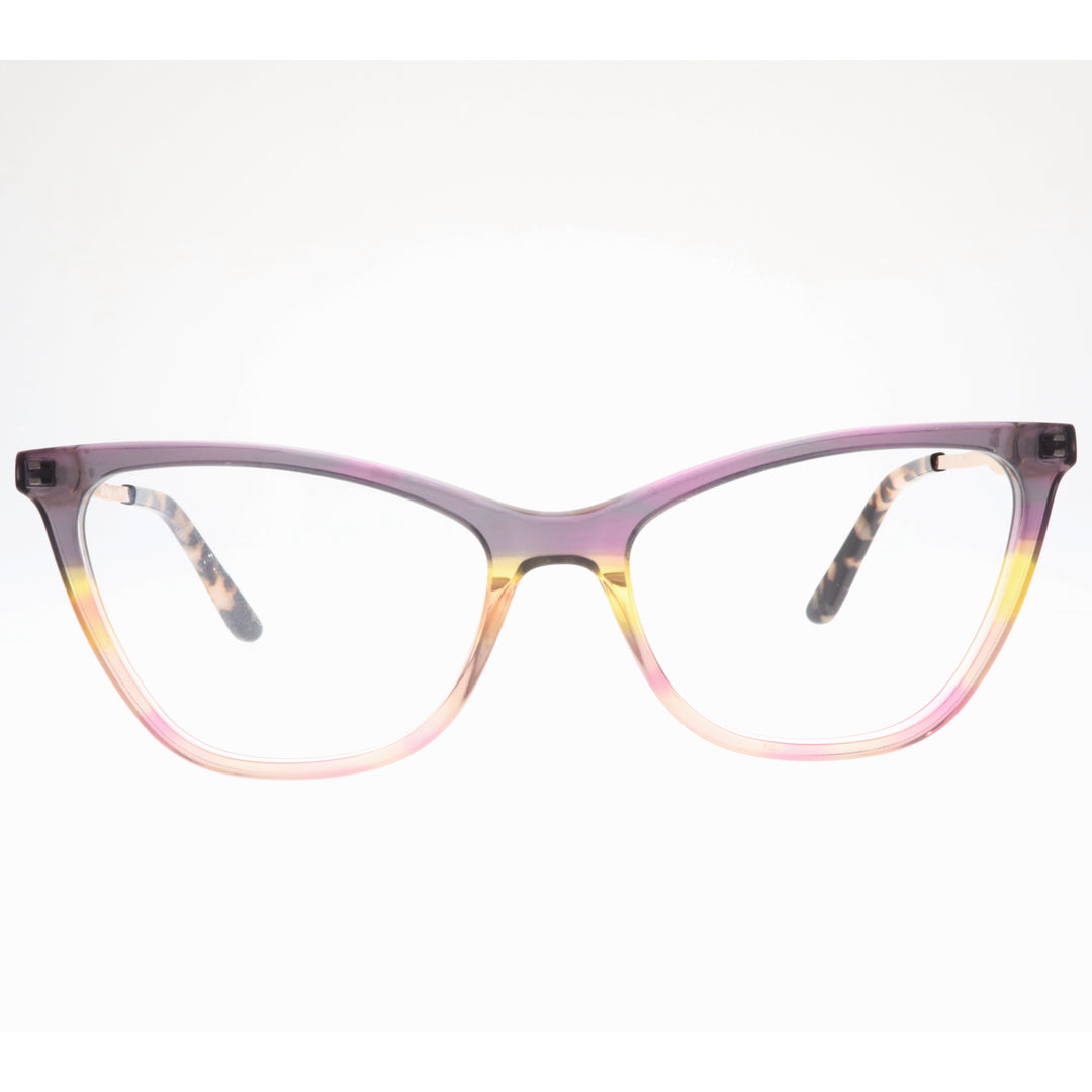 Joy Style For Women's Eyeglasses Cat Eye Size 53 Zf35110c3 Purple Yellow Pink Gradient